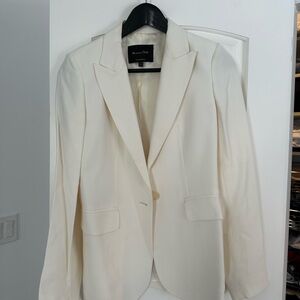 Massimo Dutti Cream Single-Button Blazer